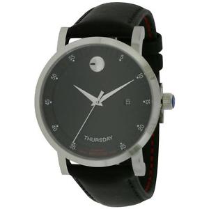 MOVADO RED LABEL HERREN 42MM AUTOMATIKWERK SCHWARZ LEDER ARMBAND UHR 0606845