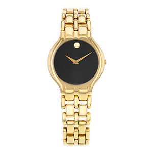 Movado Museum 33mm Cadran Noir 18K Or Jaune Montre Femmes