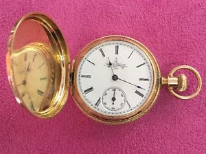 1888 14K Solid Gold Ladies 6s Hunter Case Pocket Watch ***Excellent Condition***