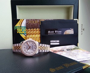 ROLEX - MidSize 18kt Gold & Stainless Steel MOP Diamond Dial 178383 SANT BLANC