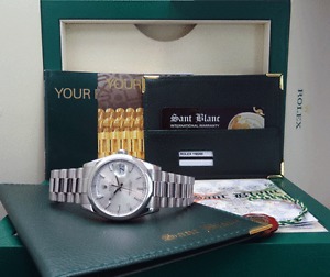 ROLEX - Mens 18kt White Gold Day-Date PRESIDENT Silver Index 118209 SANT BLANC