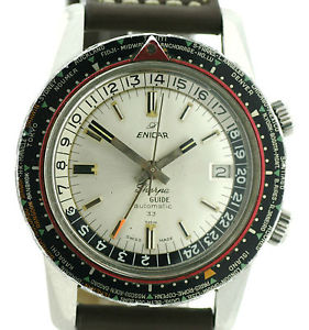 Enicar Sherpa Guide Herren Vintage Uhr um 1965 GMT 24h Anzeige Kal. AR1146