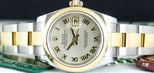 ROLEX - Ladies 18kt Gold & SS DateJust Mother of Pearl Roman - 179163 SANT BLANC