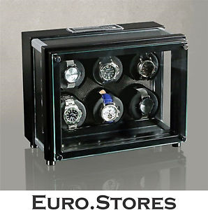 Heisse & Sohne 70019/81 Alpha Carbon Watch Winder For 6 Watches Genuine New