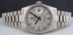 ROLEX - Men's 18kt White Gold DayDate President Silver Diamond 118239 SANT BLANC