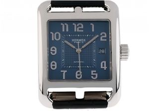 Hermes Cape Cod GM Großes Modell Stahl Automatik Armband Leder 50x36mm