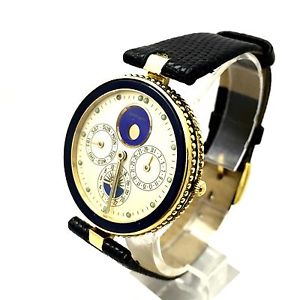 Automatic GÉRALD GENTA GEFICA 18K Gold Mens Watch w/ Black Soft Leather Band