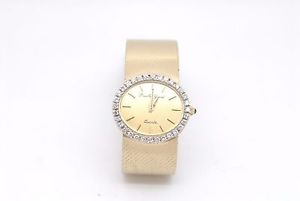 Vintage Ladies Bueche Girod 14K Yellow Gold Diamond Quartz Watch Beautiful