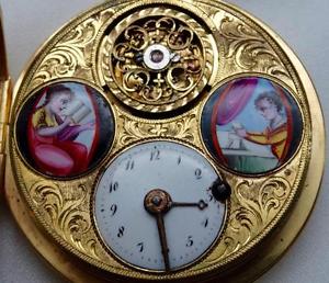 MUSEUM 18th C. gild&enamel Verge Fusee Regulator watch for Louis XIV Court