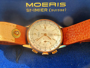 Moeris Excelsior Park vintage chronograph watch montre cronografo 18k gold
