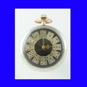 14k Gold  & Silver New England Poker Playing Card 15 J Duplex Pocket Watch 1905