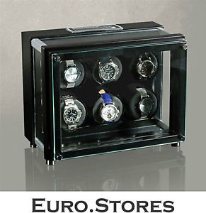 Heisse & Sohne 70019/80 Alpha Black Watch Winder For 6 Watches Genuine New