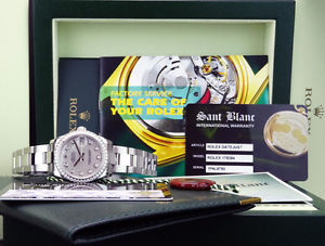 ROLEX 31mm MidSize 18kt White Gold/SS DateJust MOP Diamond 178384 SANT BLANC