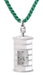Audemars Piguet 18kt White Gold Diamond Emerald Pendant Watch