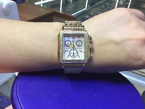Ladies Michele Signature Deco Diamond Rose Gold Chrono Watch