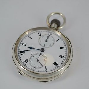 Marine Ulysse Nardin Chronograph to Royal Navy 1909 Pocket Watch Antique silver