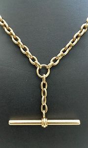 1920's Art Deco Solid 14 Karat Pink Gold Heavy Pocket Watch Chain Vast Fab