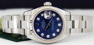 ROLEX Ladies WG & SS Diamond SodaLite DateJust 179174 SANT BLANC