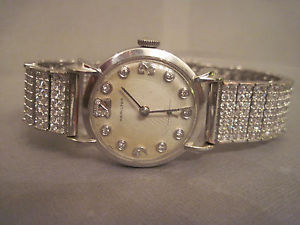 vintage solid 14k white gold and Diamond Hamilton, LOOK!! NEW BAND!! WOW!!!WoW!!
