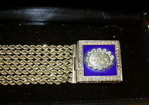 VINTAGE 14K YELLOW GOLD DIAMOND PEARL BRACELET GENEVA WRIST WATCH STILL WORKING
