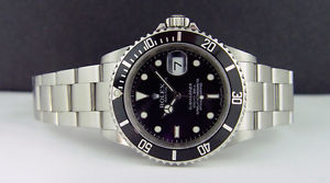 ROLEX - Mens 40mm Stainless Submariner Black Index Dial - 16610 SANT BLANC