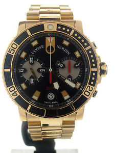 Pre-Owned Ulysse Nardin 8006-102 Marine Diver Chronograph in 18k Rose Gold