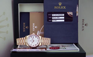 ROLEX - 36mm President 18kt Everose Gold DayDate - White Roman 118205 SANT BLANC