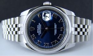 ROLEX - Mens 36mm Stainless Steel DateJust Blue Roman Dial - 116200 SANT BLANC