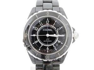 Auth CHANEL Ceramic J12 Wristwatch H0685 Automatic Men