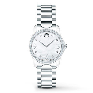 MOVADO FEMME 28MM ACIER BRACELET & BOITIER SAPHIR VERRE MONTRE 606706