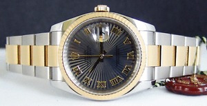 ROLEX - Mens 36mm 18kt Gold & SS Silver Sunburst 116233 SANT BLANC