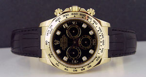 ROLEX - 18kt Gold DAYTONA On The Strap - Black Diamond Dial 116518 SANT BLANC
