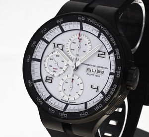 Porsche Design Flat Six Chronograph P6360 Stahl geschwärzt an Kautschukband