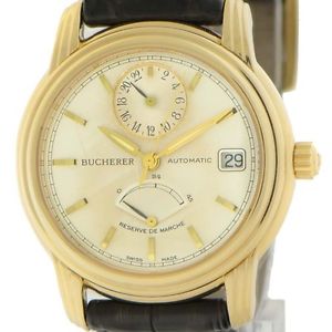 Bucherer Archimedes GMT Reserve De Marche 2892-007 35mm 18k Gold Watch