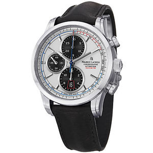 Maurice Lacroix Men's PT6288-SS001-130 'Pontos' White Dial Chrono Black Strap Wa