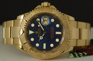 ROLEX - 40mm 18kt Gold Mens YachtMaster Blue Dial - 16628 SANT BLANC
