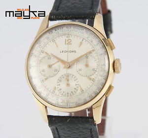 Leonidas Chronograph Vintage Gold 18K 38mm - Valjoux 72