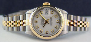 ROLEX - Ladies 18kt Gold & SS 26mm Datejust White DIAMOND 69173 - SANT BLANC
