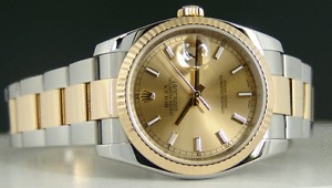ROLEX -  Mens 18kt Gold & SS DateJust Champagne 116233 SANT BLANC
