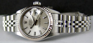 ROLEX - Ladies Datejust 18kt White Gold & SS Silver Index Model 79174 SANT BLANC