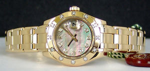 ROLEX - Ladies 29mm 18kt Gold Pearlmaster Tahitian MOP Diamond 80318 SANT BLANC