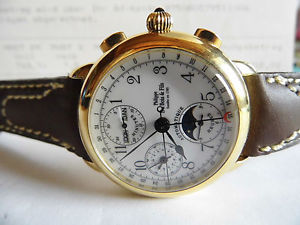 HAU Du Bois Automatic-Chronograph 7751 massiv Gold 18K/750 aus 1995 mit Papieren