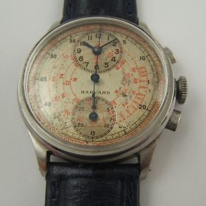 CHRONOGRAPHE MILITAIRE REGULATEUR HARVARD A HEURE EXCENTREE EN ACIER DE 1930 CP1