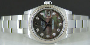 ROLEX - Ladies 18kt White Gold & SS 26mm Datejust TAHITIAN MOP 179174 SANT BLANC