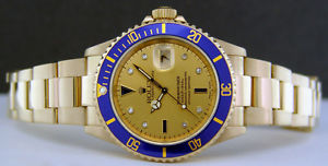 ROLEX - 40mm Submariner 18kt GOLD - Champagne Serti Dial - 16618 - SANT BLANC