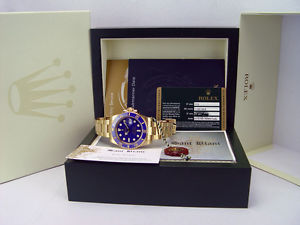 ROLEX 18kt Gold SUBMARINER Blue CERAMIC Model 116618 W/Card-Box-Books Sant Blanc