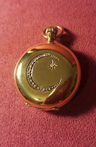 Full hunter 18 ct Gold and Diamond Masonic Waltham Riverside Pocket Watch 1891