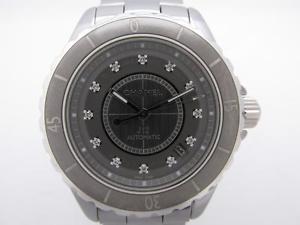 Auth CHANEL Ceramic J12 Chromatic Mens Watch Automatic Gray Grey