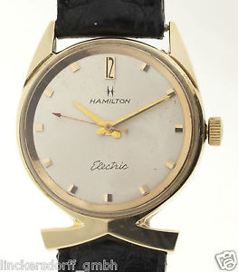 HAMILTON ELECTRIC IN MASSIV 14ct GOLD - SELTENE ARMBANDUHR - 1950er/1960er JAHRE