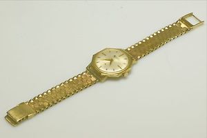 VINTAGE ca. 1950s LUCIEN PICCARD SOLID 14 KT GOLD MENS WATCH - EXCELLENT COND